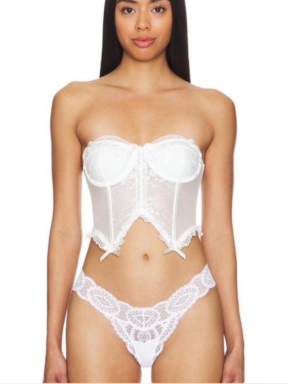 NWT Strapless White Lace Bustier Corset Top - Women Intimates